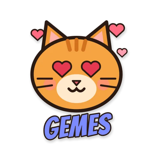 Kucing oren bermata hati, tulisan GEMES