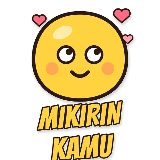 Karakter bulat melamun, tulisan MIKIRIN KAMU