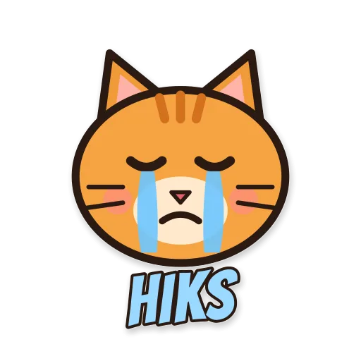 Kucing oren menangis, tulisan HIKS