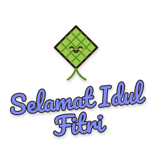 Ketupat tersenyum, tulisan Selamat Idul Fitri