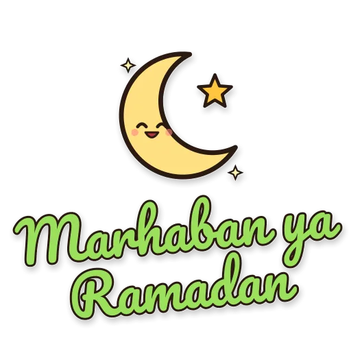 Bulan sabit dan bintang, tulisan Marhaban ya Ramadan