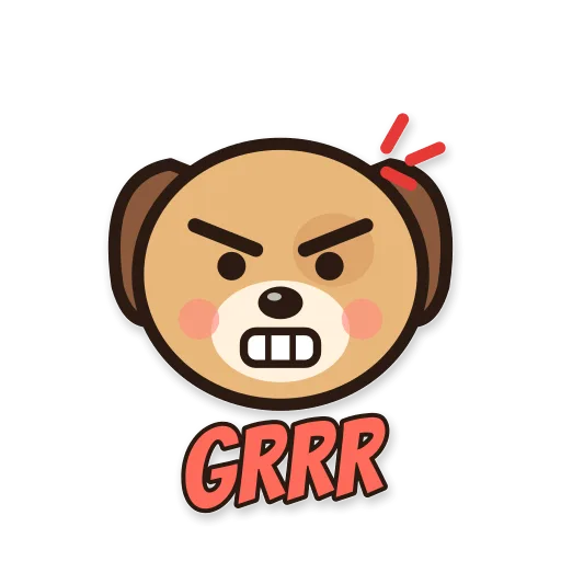 Anjing cokelat marah, tulisan GRRR