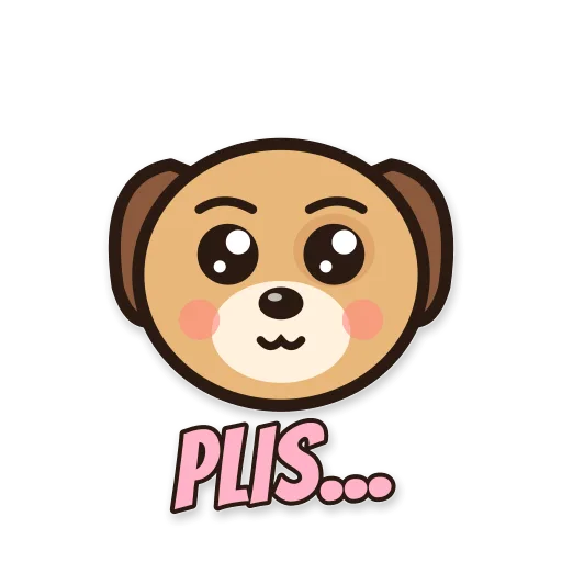 Anjing cokelat memelas, tulisan PLIS