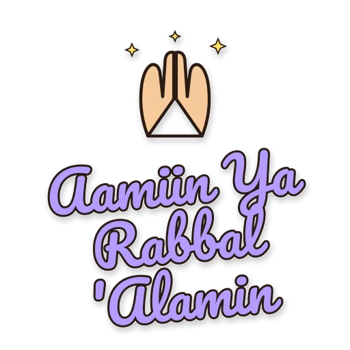 Dua tangan berdoa, tulisan Aamiin Ya Rabbal 'Alamin