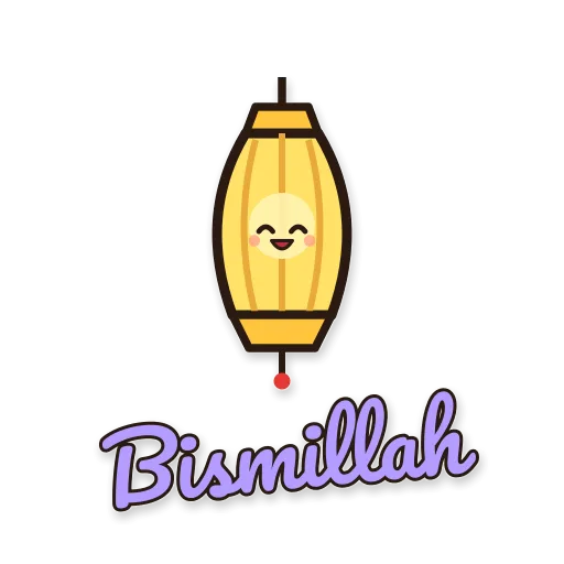 Lentera menyala, tulisan Bismillah