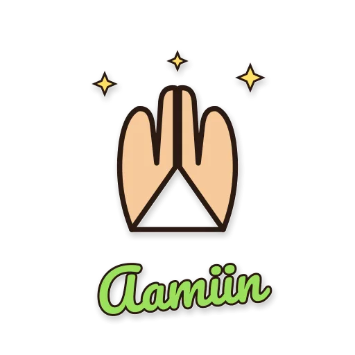 Dua tangan berdoa, tulisan Aamiin