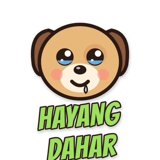 Anjing cokelat lapar ngiler, tulisan HAYANG DAHAR