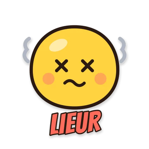 Karakter bulat pusing, tulisan LIEUR