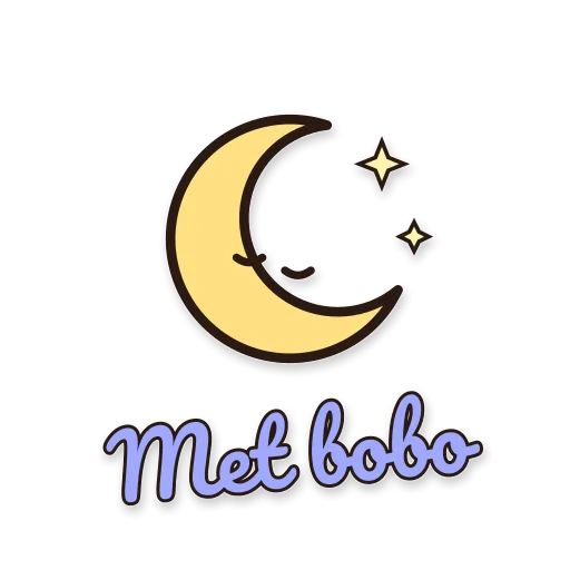 Bulan sabit tidur, tulisan Met bobo