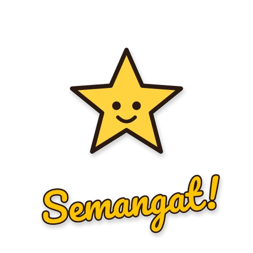 Bintang tersenyum, tulisan Semangat!