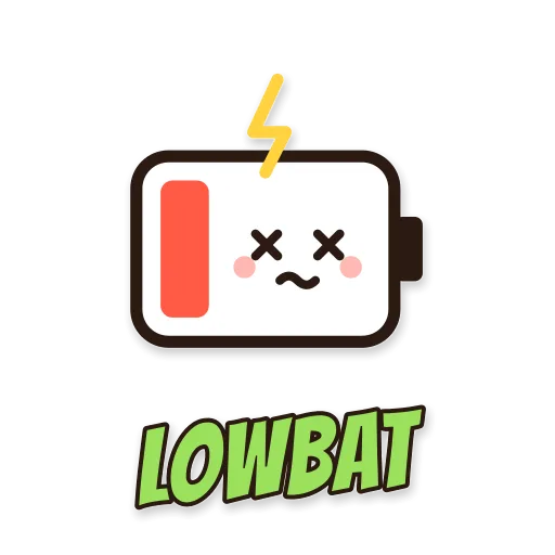 Baterai lemah pusing, tulisan LOWBAT