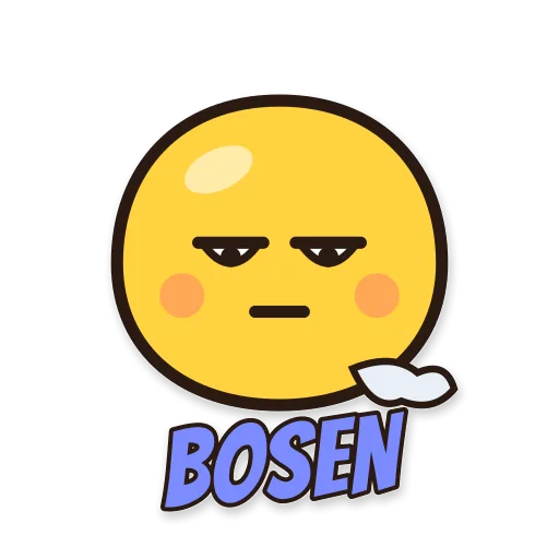 Karakter bulat bosan, tulisan BOSEN